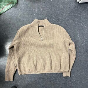 Jenni Kayne Beige Knit Quarter Zip